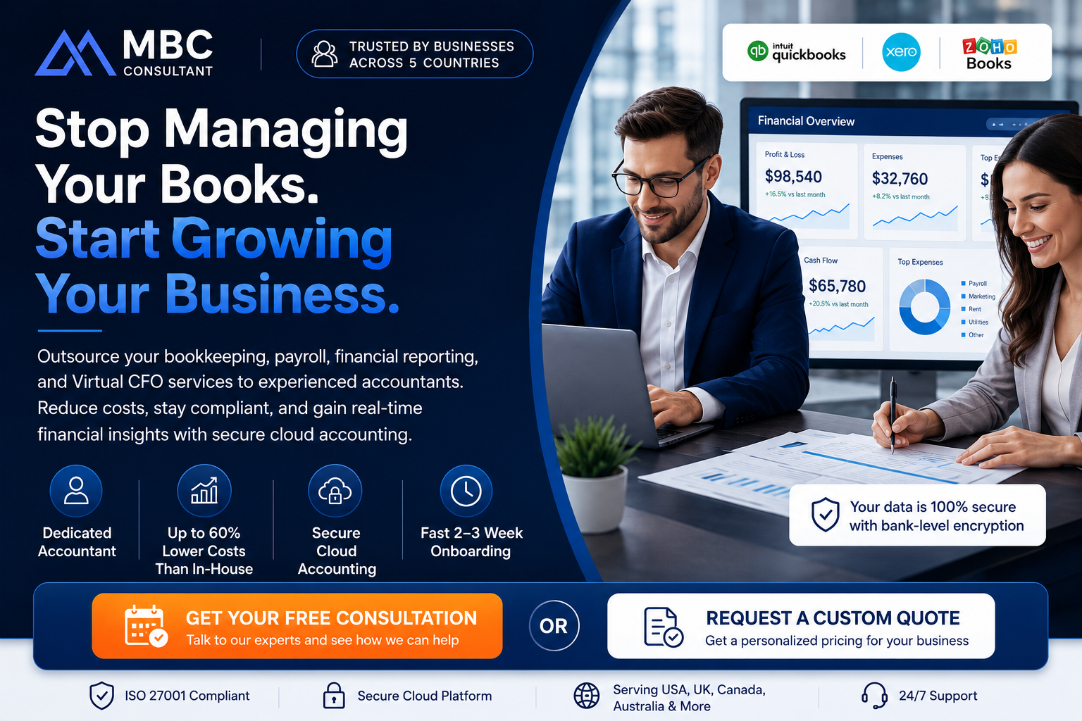 "Professional remote accounting services CTA banner featuring MBC Consultant's cloud bookkeeping, payroll, financial reporting, and Virtual CFO solutions for growing businesses."